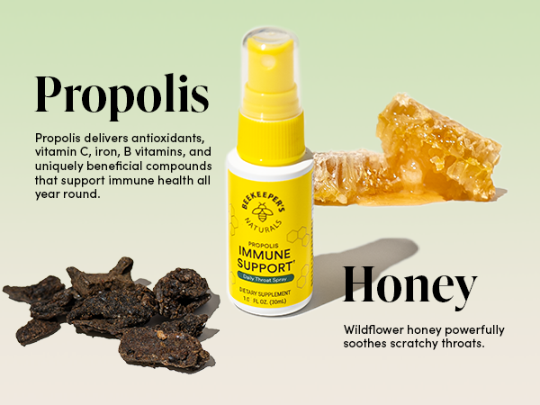 Beekeeper's Naturals Propolis Throat Spray for Daily Immune Support, 1 oz