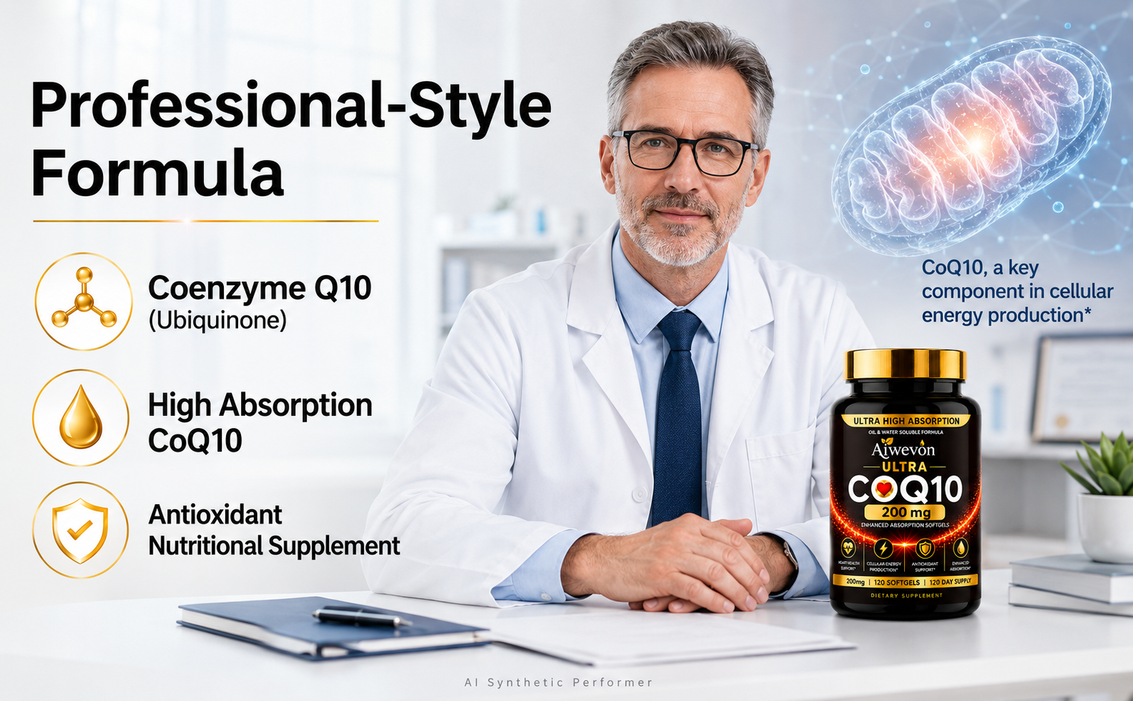 CoQ10 200mg Softgels, Coenzyme Q10 (Ubiquinone) Supplement, High Absorption Formula with Vitamin E, Antioxidant Support, Cellular Energy Support, Heart Wellness Supplement, 120 Softgels