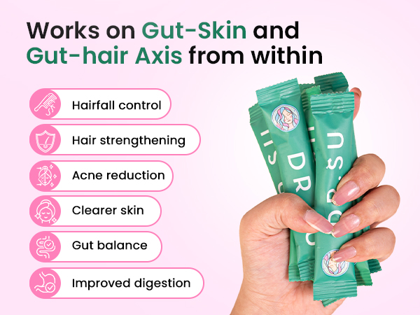 Dr.Su 6-In-1 Biotin Hair Supplement Powder - Strong Hair, Clear Skin & Healthy Gut | With Vitamins, Minerals, Antioxidants, Probiotics, Fiber & Adaptogens | Lemon Mint | Sugar-Free, 30 Sachets, Unisex