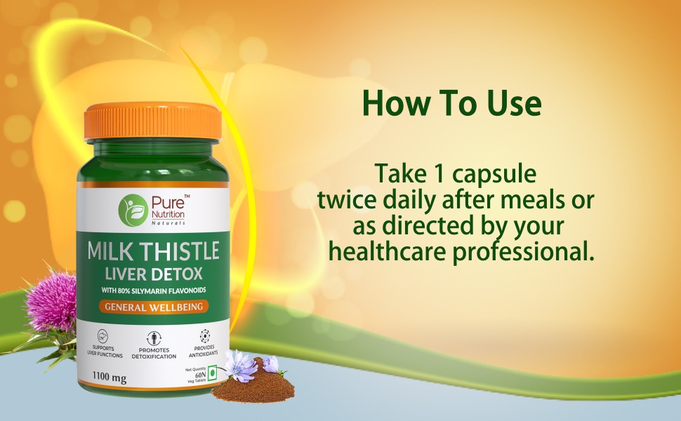 Pure Nutrition Milk Thistle Liver Detox Supplement - 180 Tablets with N-Acetyl L-Cysteine (NAC), Curcumin, Amla & Vitamin C | Supports Liver Health, Fatty Liver Care | Natural Detoxification Formula