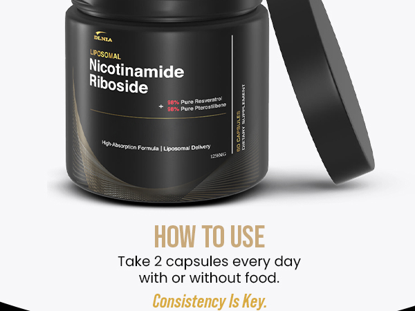 DLNIA Liposomal NAD+ Supplement & NMN Alternative | Nicotinamide Riboside (NR) 1258 mg with Resveratrol, Quercetin, Pterostilbene & CoQ10-12-Nutrient High-Absorption Cellular Energy & Healthy Aging
