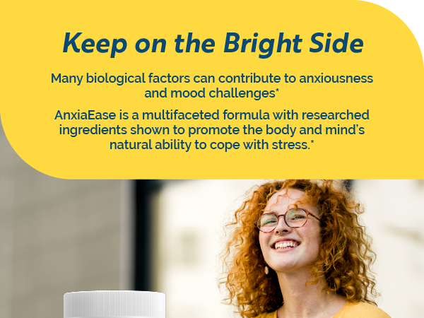 Researched Nutritionals AnxiaEase - Stress, Cortisol Management & Mood Support Supplement - Botanicals, Vitamin B6, Magnesium & 'Psychobiotic' Probiotic Strains (120 Capsules)