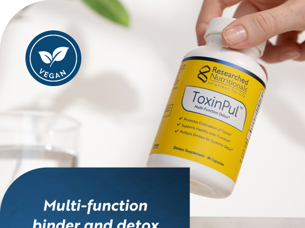 Researched Nutritionals ToxinPul - Kidney & Liver Cleanse Detox & Repair - Multi-Binder Formula with Humic Acid, Chlorella & Quercetin for Heavy Metals, Glyphosate & Toxin Removal (90 ct)