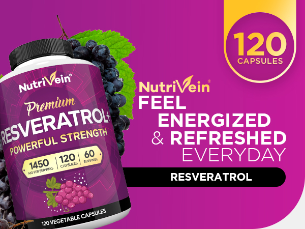 Nutrivein Premium Pure Resveratrol Supplement 1450mg - 120 Caps