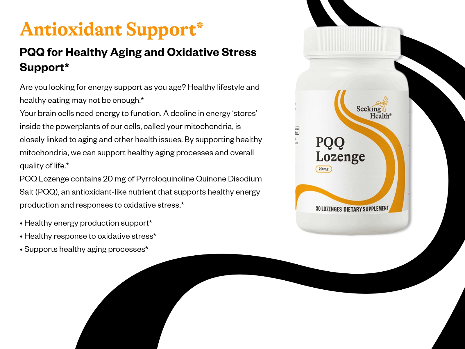 Seeking Health PQQ Lozenge - Support Energy & Healthy Aging with Antioxidant Supplement - 20 mg, 30 Lozenges