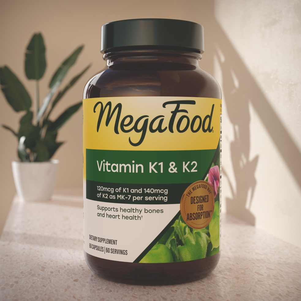 MegaFood Vitamin K1 & K2, Heart Health Support, 60 Capsules