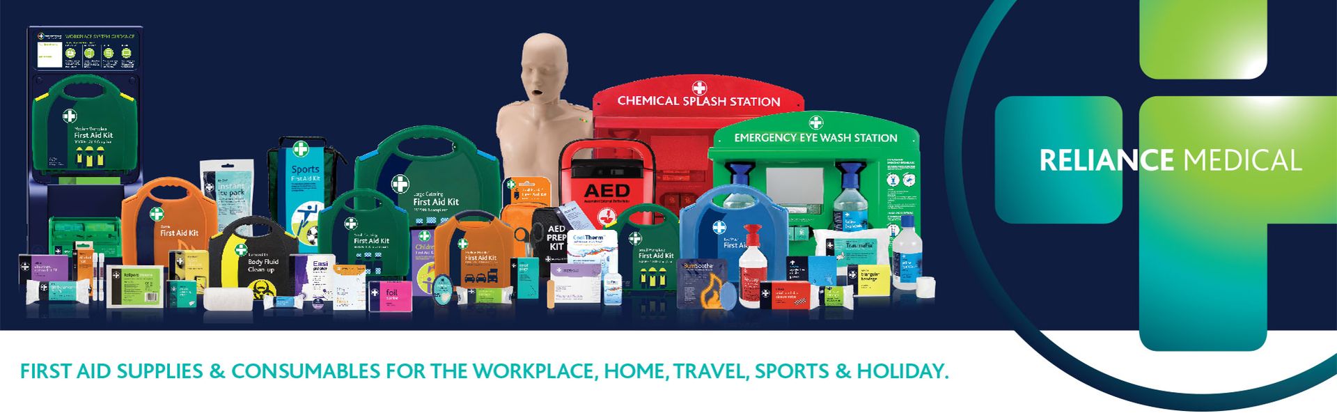 Reliance Medical Small Workplace First Aid Kit - Compliant, Essential Safety Supplies for Up to 25 People, Compact & Secure, Green, 1 Kit