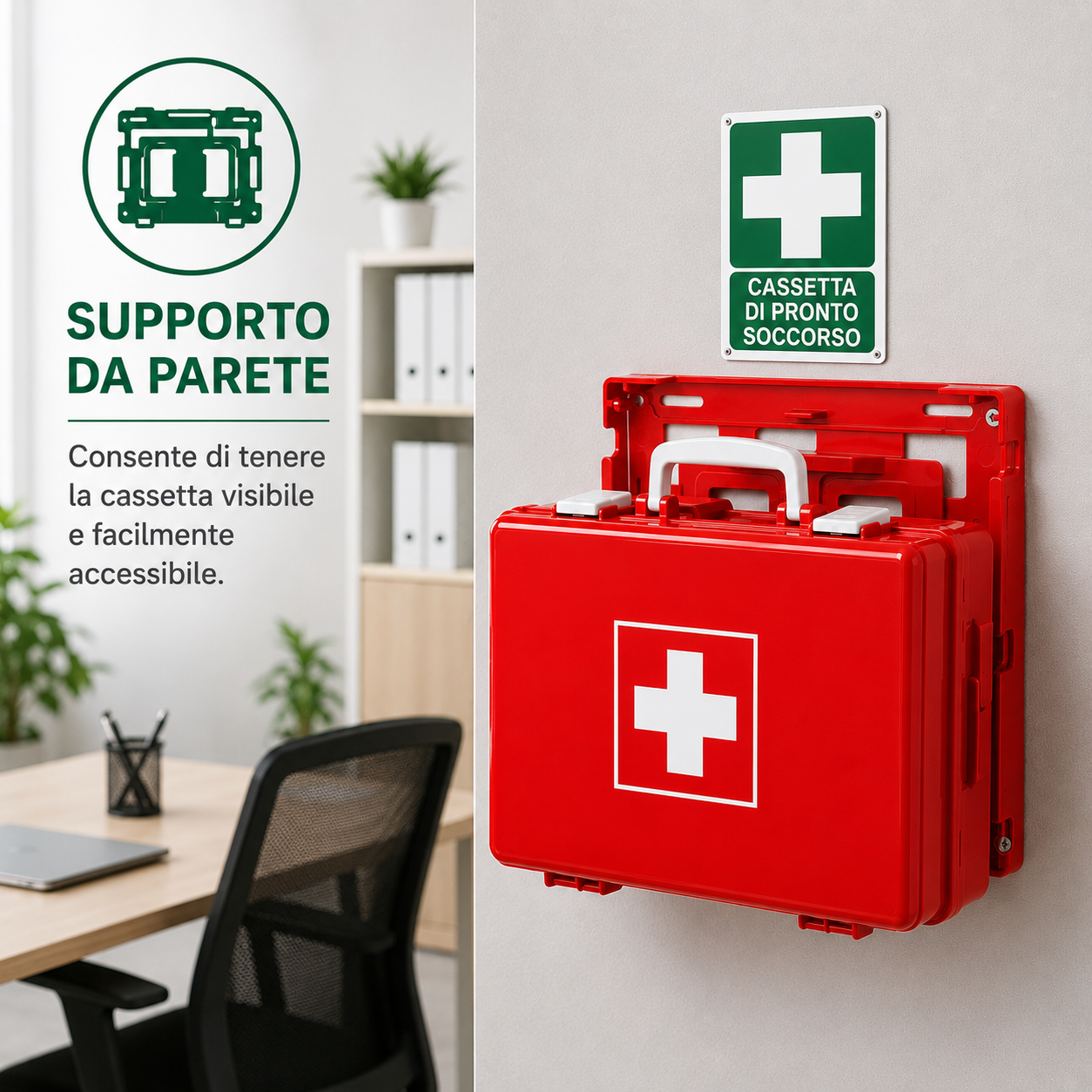 Akitaink Medical First Aid Box with Attachment 2 for Companies Less than 3 Employees Complete with Wall Bracket, Compliant DM388/DL81, Made in Italy