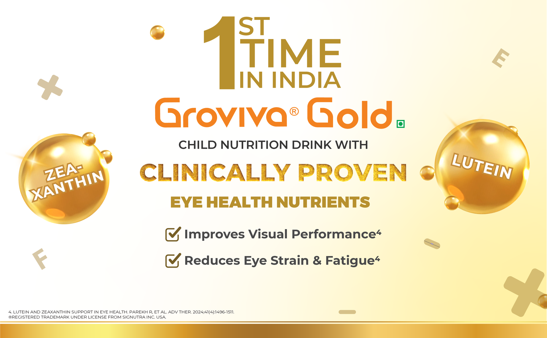 Groviva Gold Milk Protein Powder for Kids | 2-6 Years | 400g Vanilla Jar| 46 Nutrients | Growth & Digestive Nutrients | Supports Physical Growth, Brain Development, Immunity & Eye Health