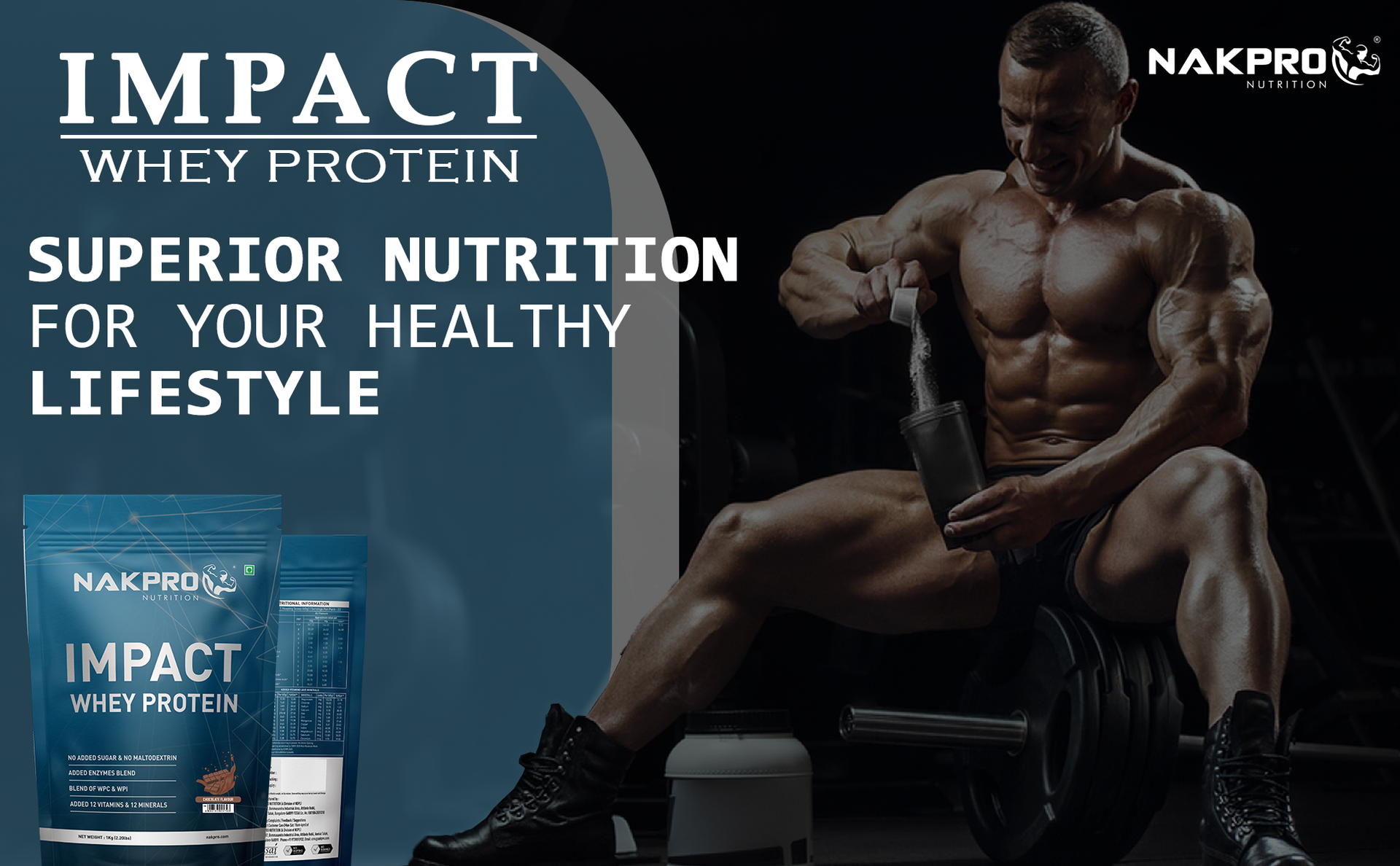 NAKPRO NUTRITION Impact Whey Protein Isolate & Concentrate | 1 kg | 24g Protein | Double Rich Chocolate | Trustified Certified | Added Digestive Enzymes, Vitamins & Minerals