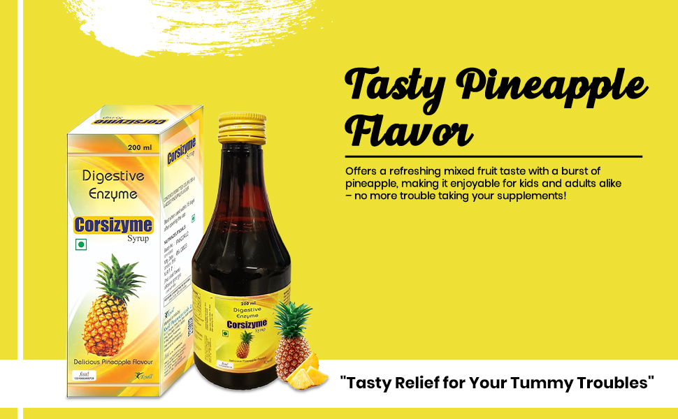 Knoll Healthcare Corsizyme Syrup Digestive Enzyme | Booster Great Taste Of Mix Fruit Strong And Better Immunity Delicious Pineapple Flavour 200ML