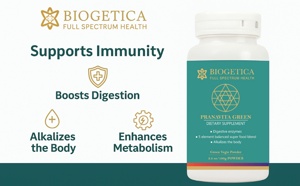 Pranavita Green Dietary Supplement, Digestive Enzymes with Super Food Blend, 100g Powder
