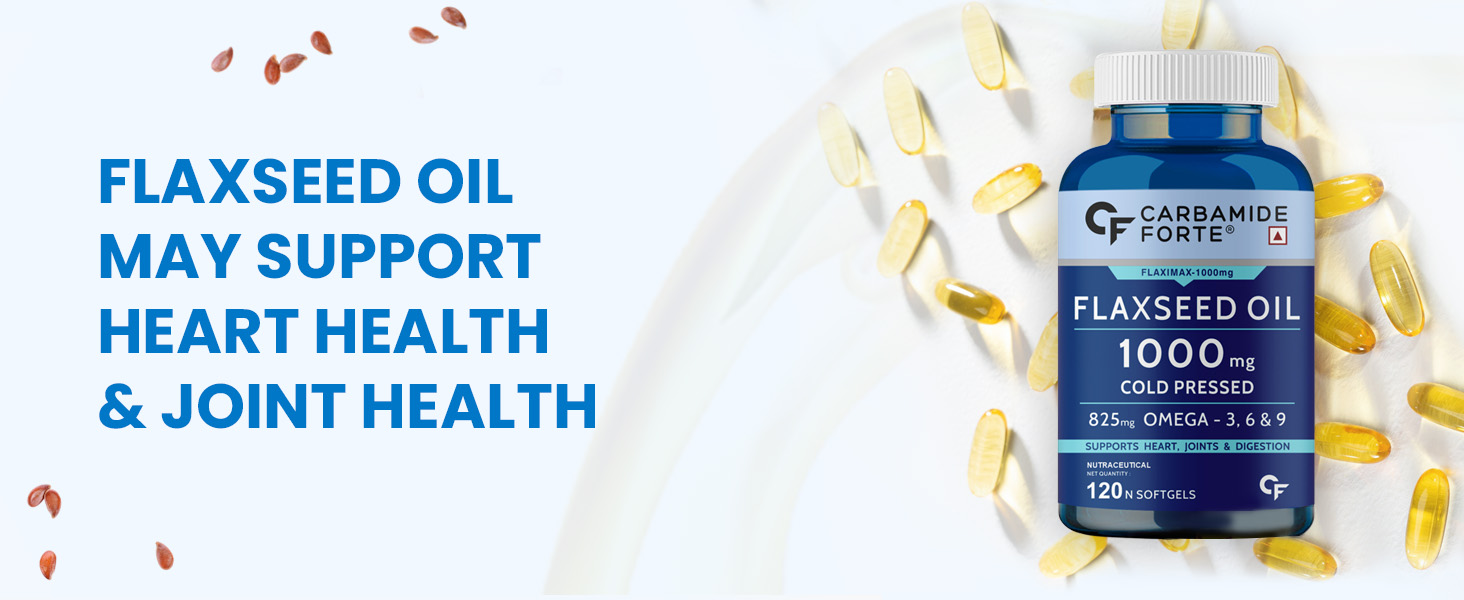 Carbamide Forte Cold Pressed Flaxseed Oil Omega 3 6 9 Capsules (1000mg) for Men and Women | Omega 3 Supplement | Omega 369 | Flaxseed Oil Omega3 Capsule | Omega Fatty Acid - 120 Capsules