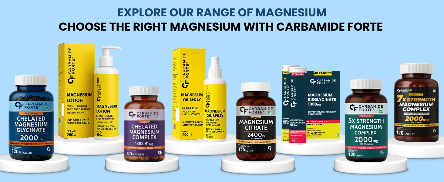 Carbamide Forte Chelated Magnesium Glycinate Supplement 2000mg Per Serving | Magnesium Supplement Supports Muscle Recovery & Better Sleep - 10 Veg Tablets