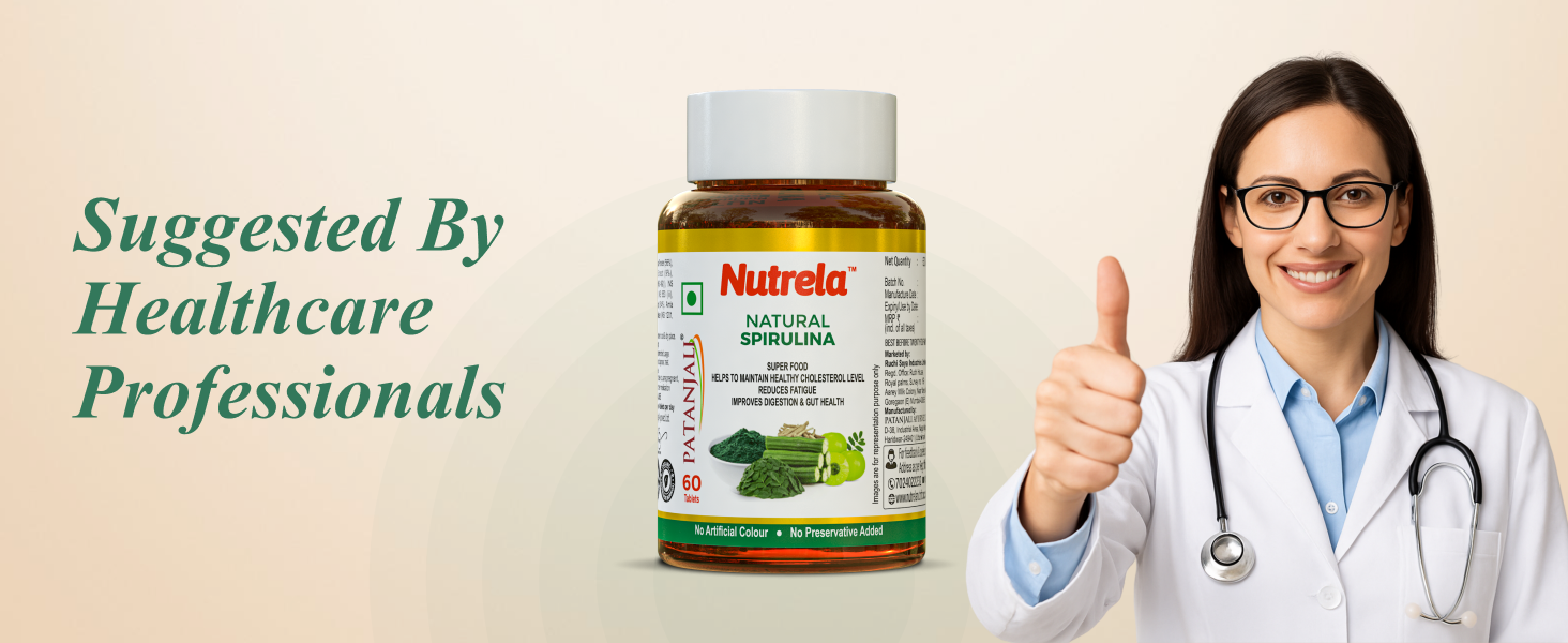 Patanjali Natural Spirulina Tablets with Amla, Moringa and Ashwagandha Extract for Men and Women - Pack of 3