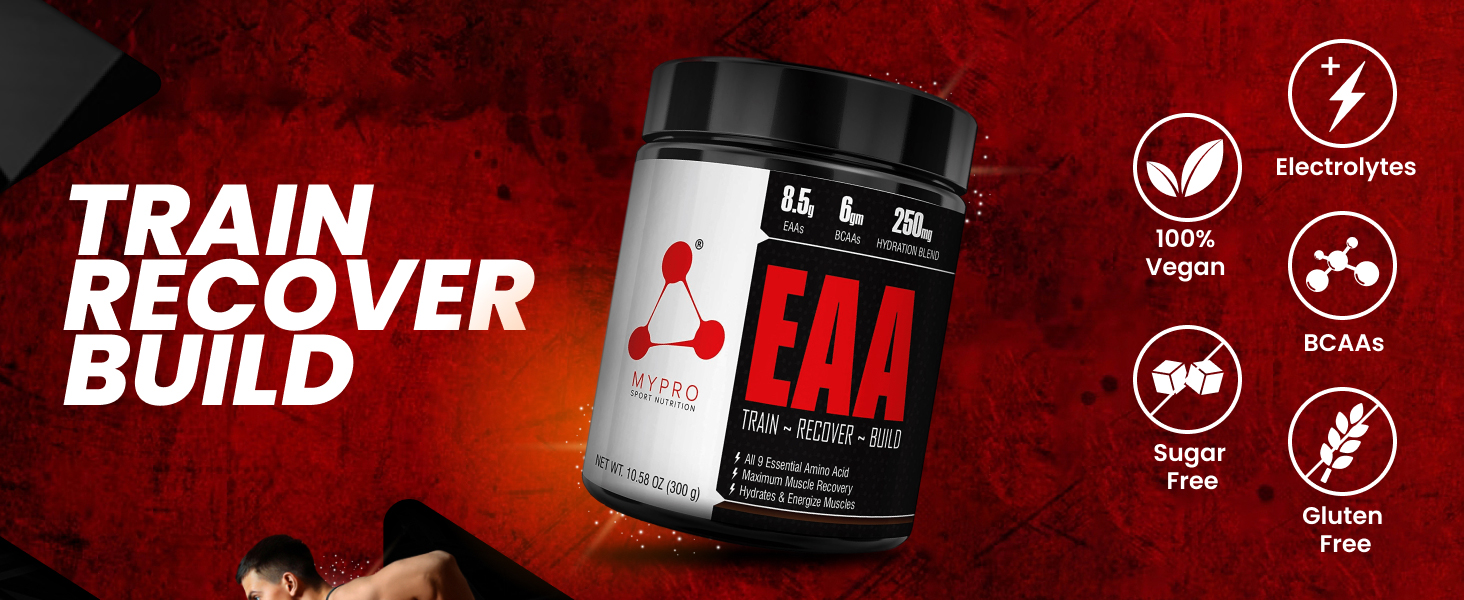 Mypro Sport Nutrition EAA Supplement 8500 mg EAA,6000mg BCAA,992 mg Hydration Blend For Muscle Recovery&Performance All 9 Essential Amino Acid EAA Powder (50 Servings (Pack of 1), Pineapple)