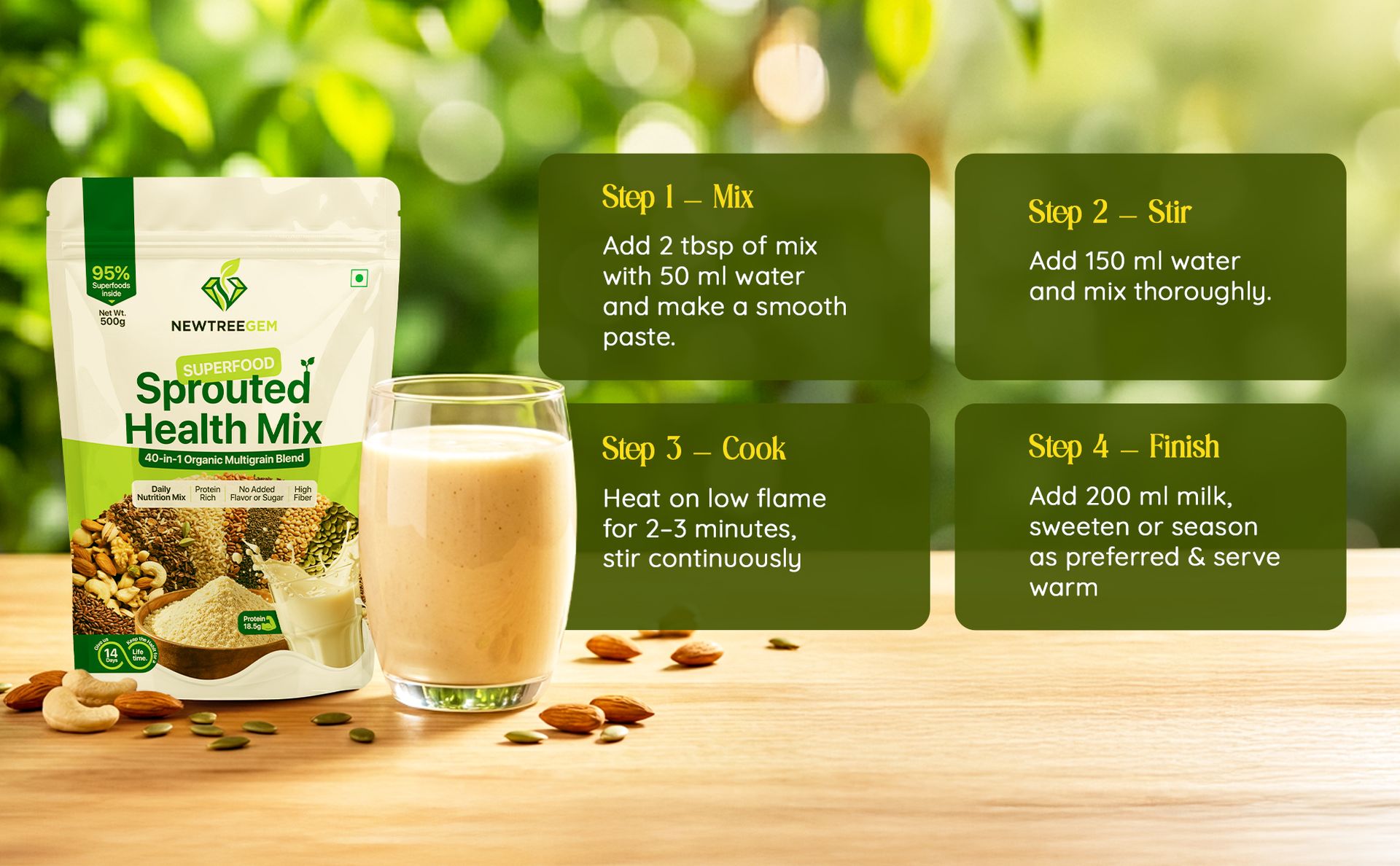 Superfood Health Mix | 40 Natural Ingredients | 18.5g Plant Protein | High Fiber | Low GI | No Added Sugar | Family Nutrition Drink Mix for Energy, Wellness & Daily Health