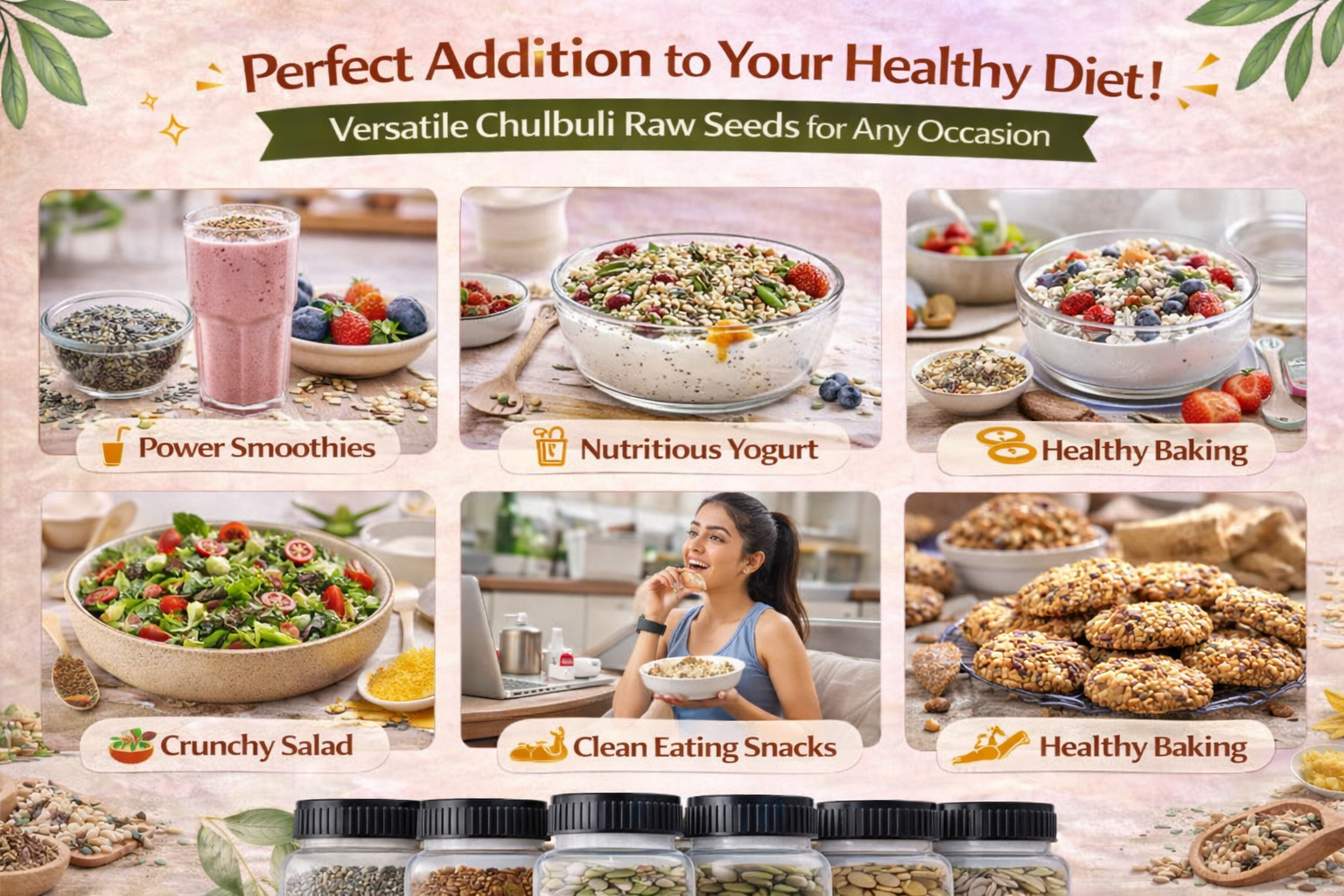 PP Chulbuli Healthy Combo | Flax Seeds Mix Seeds Sunflower Seeds Pumpkin Seeds Treasure Mix | Smoothies Salads Breakfast Bowls Daily Nutrition Ingredient | Gym Diet Meal Use | 200g Each - 1kg