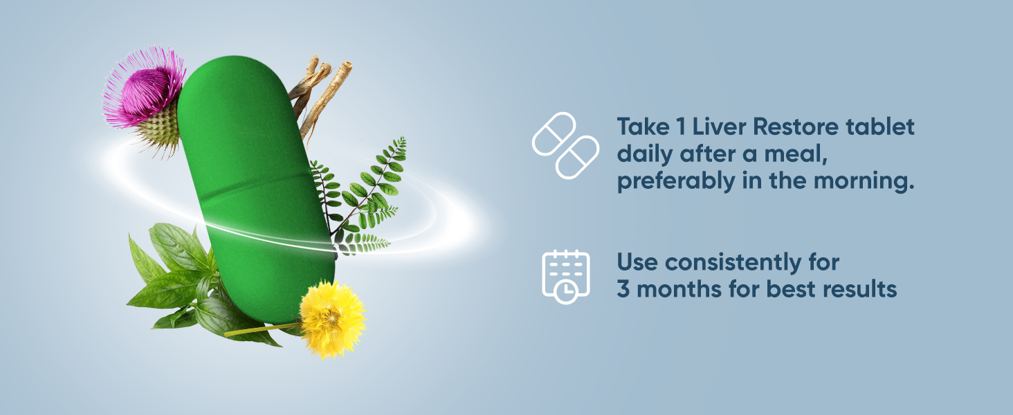 Dr. Vaidya’s Liver Restore Tablets with Milk Thistle and Dandelion | 600mg Silymarin | Ayurvedic Liver Detox & Care Supplement | Supports Liver Health, Cleansing, Digestion & Metabolism | 30 Tablets, Pack of 1
