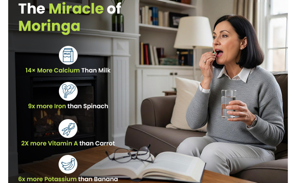 Organic Moringa Tablet with 500mg Leaves Extract | Moringa Powder Tablets for Immunity, Digestion & Energy |Superfood Supplement for Men & Women | 120 Tablets (Pack Of 1)