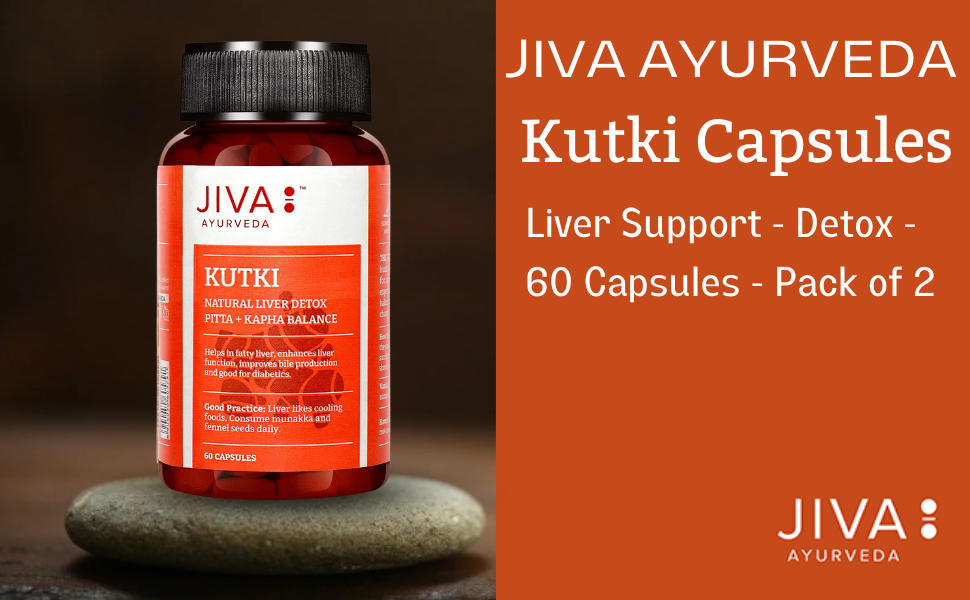 Jiva Ayurveda Kutki Capsule 60 Capsules | Ayurvedic Liver Detox Supplement for Liver Cleanse | Ayurvedic Support for Fatty Liver, Body Purification, Immunity Booster | Made by Kutki Powder for Liver - (Pack of 1)