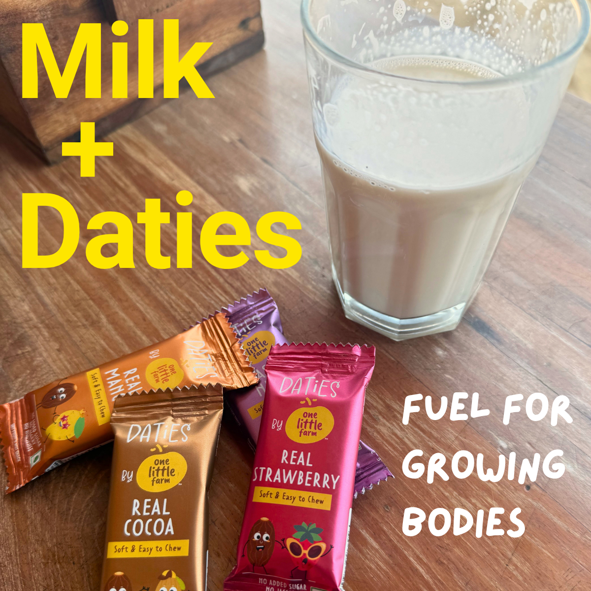 Daties by One Little Farm - Real Cocoa Date Bites | Made with Dates, Cashew & Almond | Clean-Label Healthy Kids Snack | Soft and Easy to Chew | No Added Sugar or Jaggery | 20g Each (Pack of 8)