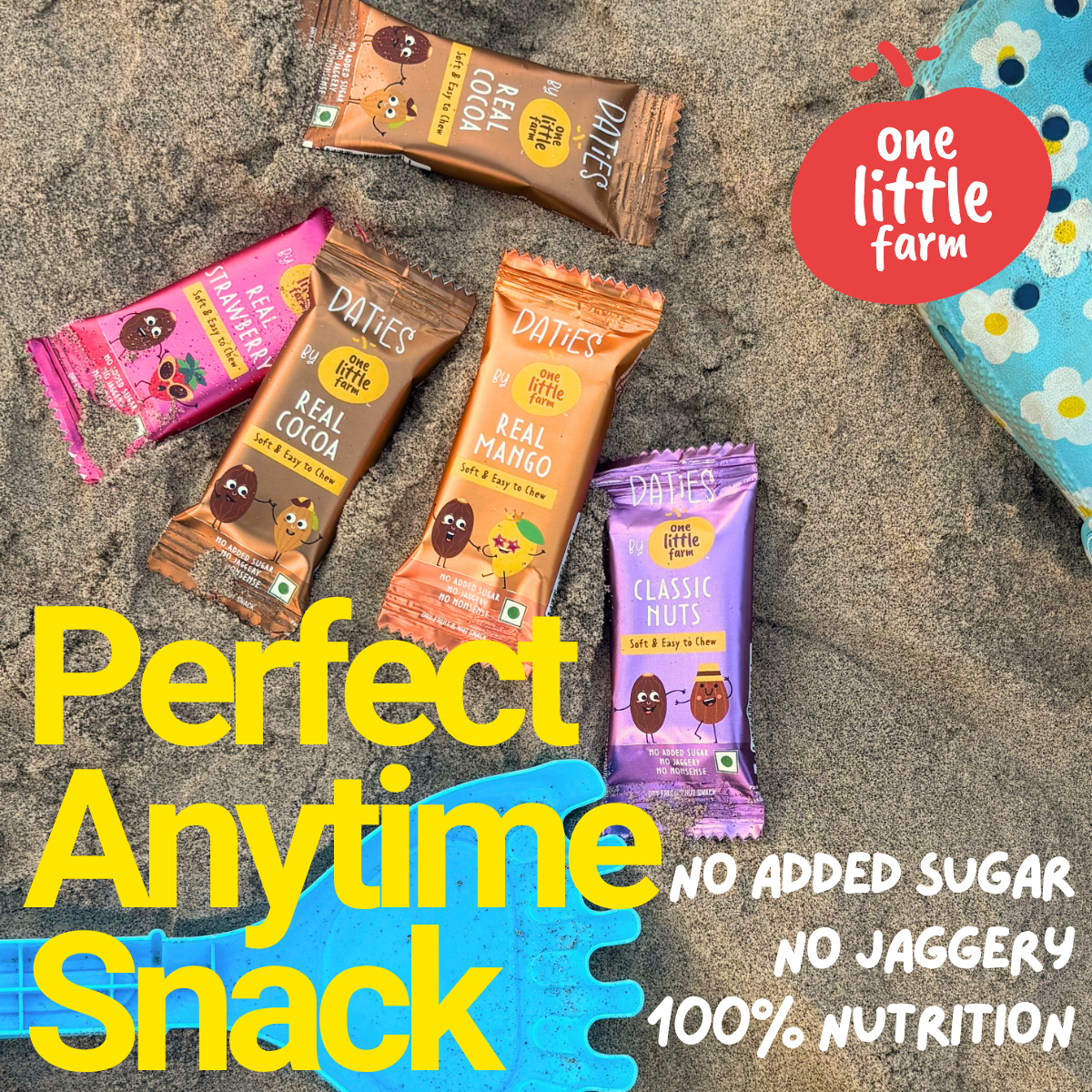 Daties by One Little Farm - Combo Pack Date Bites | Made with Dates, Cashew & Almond | Clean-Label Healthy Snack for Little Ones | Soft and Easy to Chew | No Added Sugar or Jaggery | 20g Each (Pack of 16)