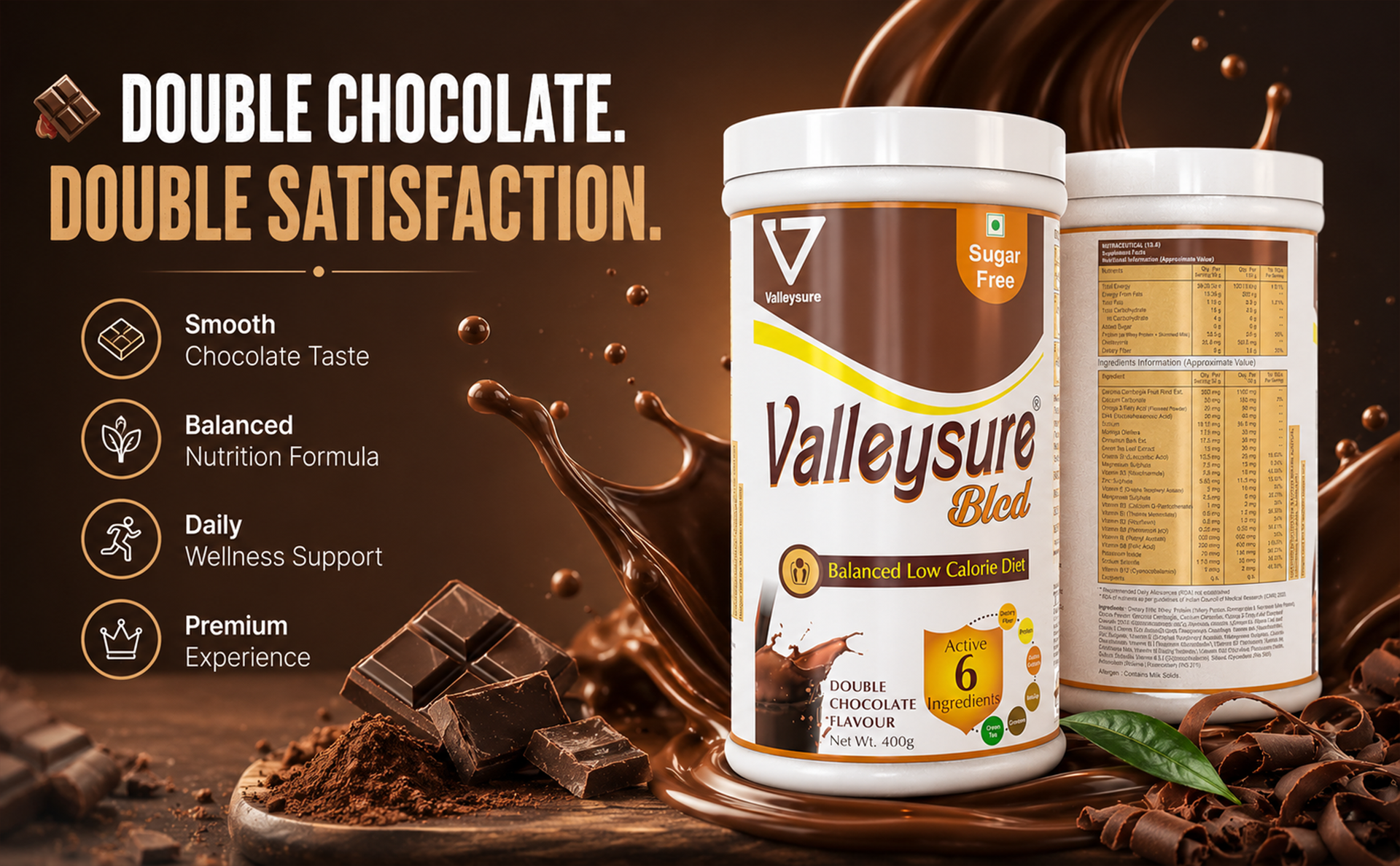 Balanced Leveled Calorie Diet (BLCD) Powder – Double Chocolate Flavour, 400g