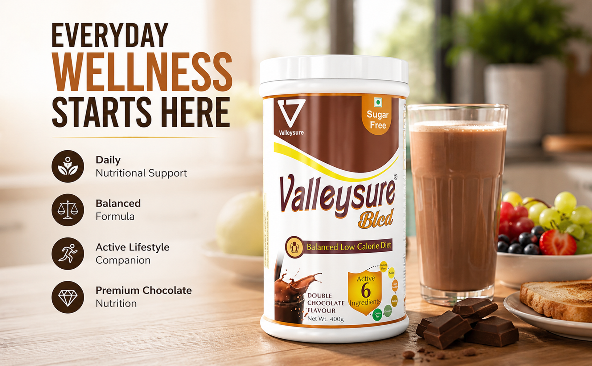 Balanced Leveled Calorie Diet (BLCD) Powder – Double Chocolate Flavour, 400g