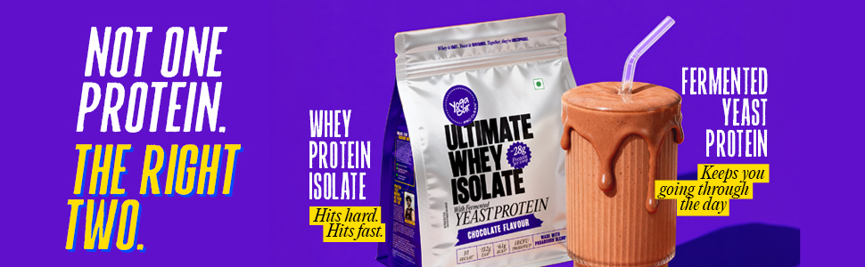 Yogabar Ultimate Whey Protein Powder (Chocolate) | 28g Complete Protein with Whey Protein Isolate + Fermented Yeast Protein | Added Probiotics & Digestive Enzymes | High Absorption | 500g