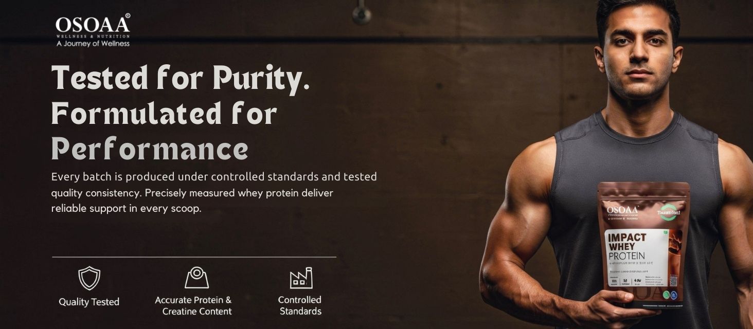 OSOAA Impact Whey Protein 1kg -Double Rich Chocolate | Isolate & Concentrate | 24g Protein & 3g Creatine with 5X Digestive Enzymes | Trustified Certified & NABL Lab Tested