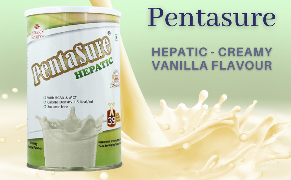 PentaSure Hepatic Liver Care Nutritional Supplement | Vanilla Flavor - 400g | BCAA, MCT & Calorie Dense Nutritional Supplement Drink | 17.5g Protein per 100g | Supports Liver Function, Muscle Recovery