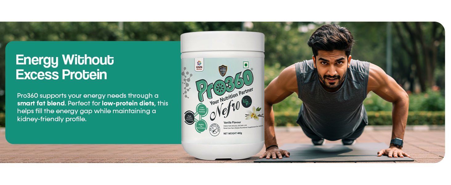 Pro360 Nefro LP Powder Vanilla Flavour – 400g Low Protein Nutrition Supplement for Kidney Health (Non-Dialysis) – Vanilla Protein Powder Enriched with L-Taurine, L-Carnitine & Essential Nutrients