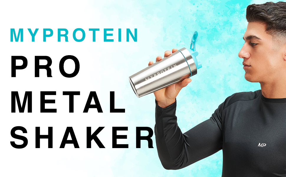 Myprotein Metal Shaker Stainless Steel Bottles For Gym (Silver-Blue)-100% Leakproof Guarantee, Ideal For Protein, Pre Workout, Bcaas & Water Bpa Free 750 ML