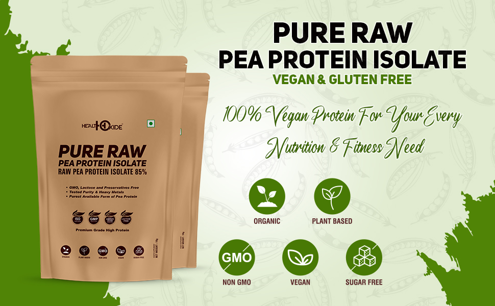 HealthOxide Pea Protein Isolate 85% Unflavoured 1kg | Vegan Plant Protein Powder | Yellow Pea Protein | Dairy Free, Gluten Free, Soy Free & Lactose Free | Rich in Essential Amino Acids | For Gym, Muscle Recovery & Daily Nutrition