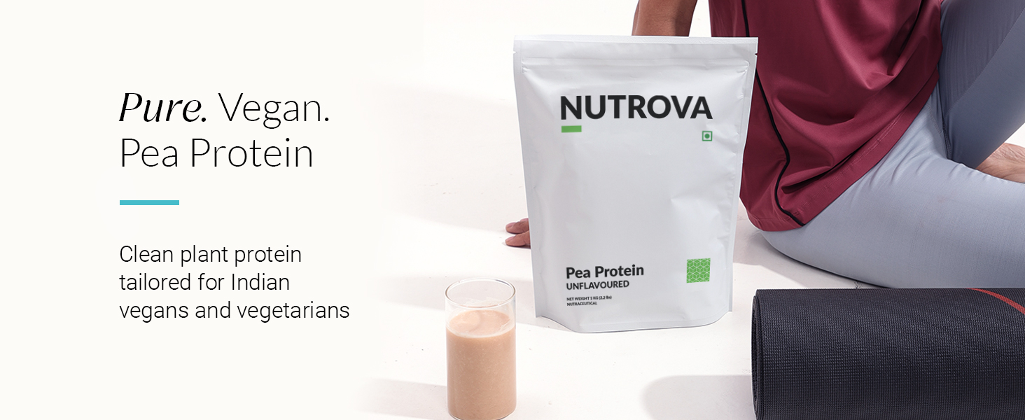 NUTROVA Pea Protein Powder, Vegan Protein Isolate - No Added Sugar, Artificial Sweeteners or Flavours, Vegan & Gluten-free - Easy to Mix (300gm) 80% protein content, 8g of protein in every 10g scoop
