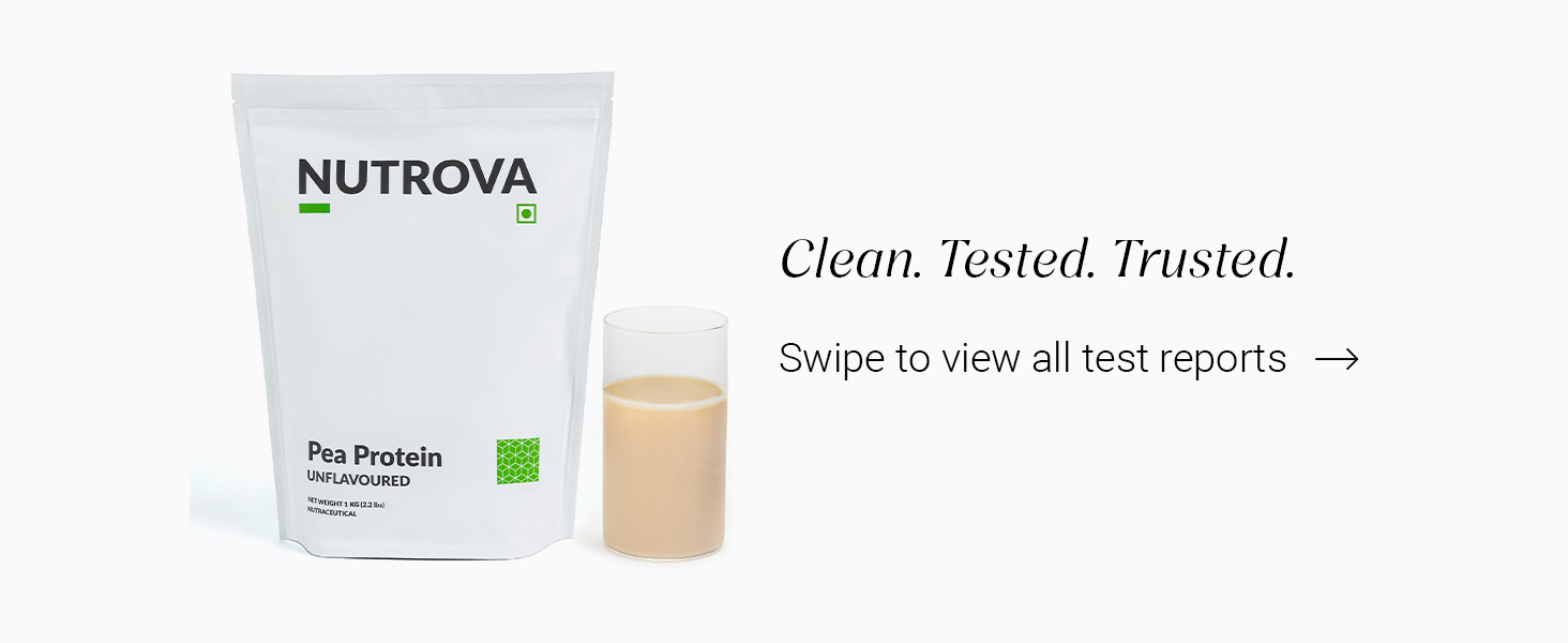 NUTROVA Pea Protein Powder, Vegan Protein Isolate - No Added Sugar, Artificial Sweeteners or Flavours, Vegan & Gluten-free - Easy to Mix (300gm) 80% protein content, 8g of protein in every 10g scoop