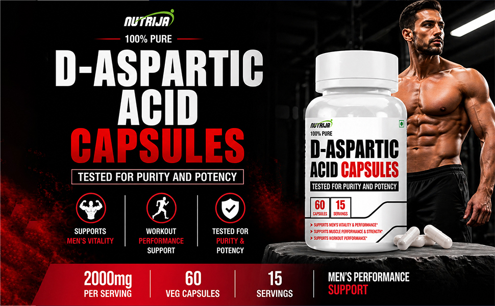 NutriJa D-Aspartic Acid (DAA) Supplement - 60 Capsules