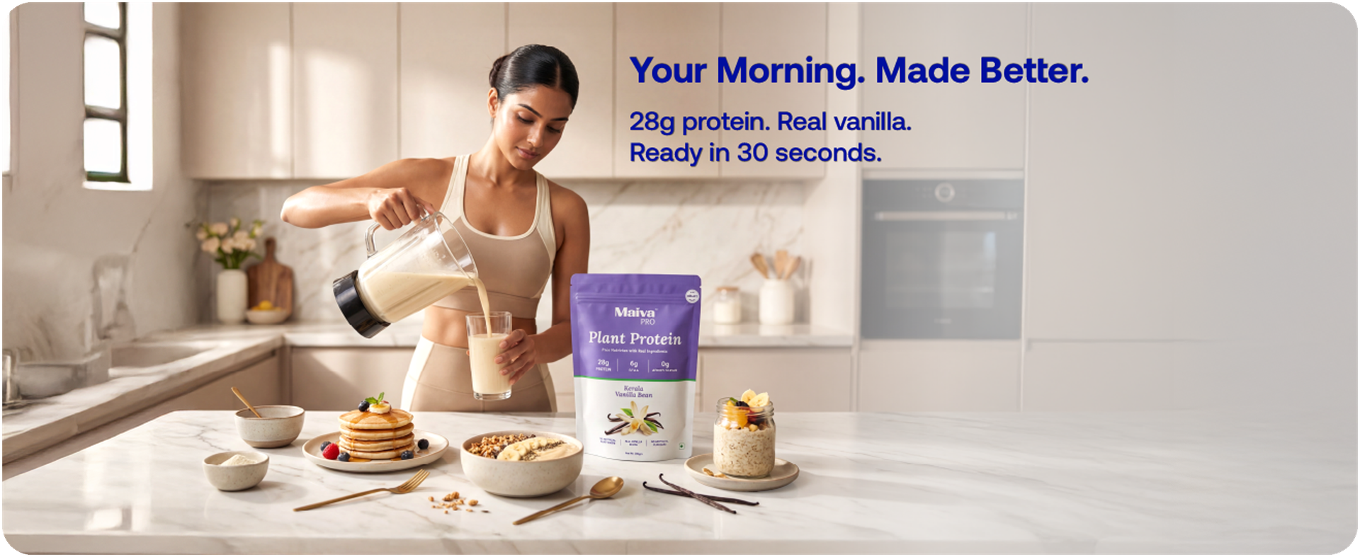 Maiva Pro Plant Protein Powder - 250g - Kerala Vanilla Bean (Vanilla) | 28g Protein, Pea Protein Isolate | No Artificial Sweeteners | Easy to Digest, Light on Stomach | No Bloating | Vegan, Lactose Free
