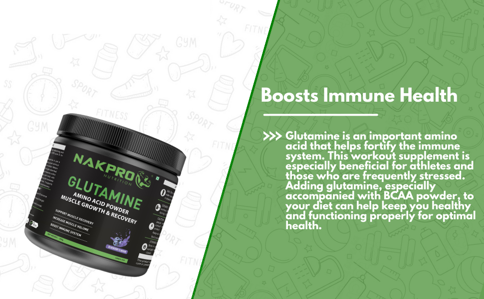 Nakpro L-Glutamine Powder - JAR | 4g Glutamine Per Serving, 50 Servings | Post Workout Amino Acid Protein Supplement for Muscle Growth and Recovery (Unflavoured, 250g)