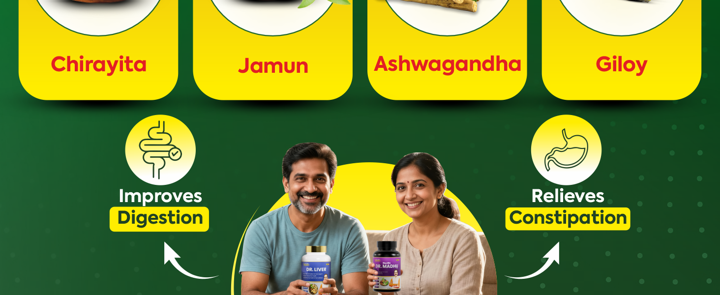 Gut Detox Kit with Liv & Sugar Balance Combo | Pet Yakrit Pleeha Kit + Dr. Liver + Shuddhi Dr. Madhu Care | With Amla, Giloy, & Gudmar | For Digestion, Metabolism & Liver Health