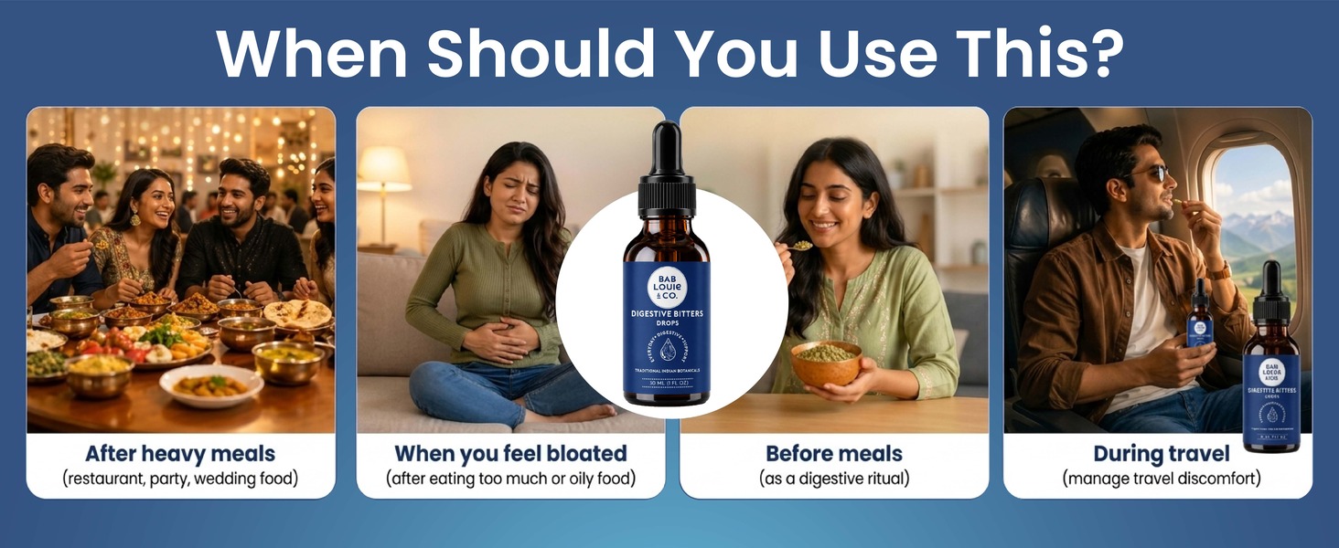 Bablouie Botanicals Digestive Bitter Drops | Supports Everyday Digestion & Post-Meal Comfort | Bitter Root & Indian Spice Extract | Non-Alcoholic | 30 ml (20–40 Day Supply)