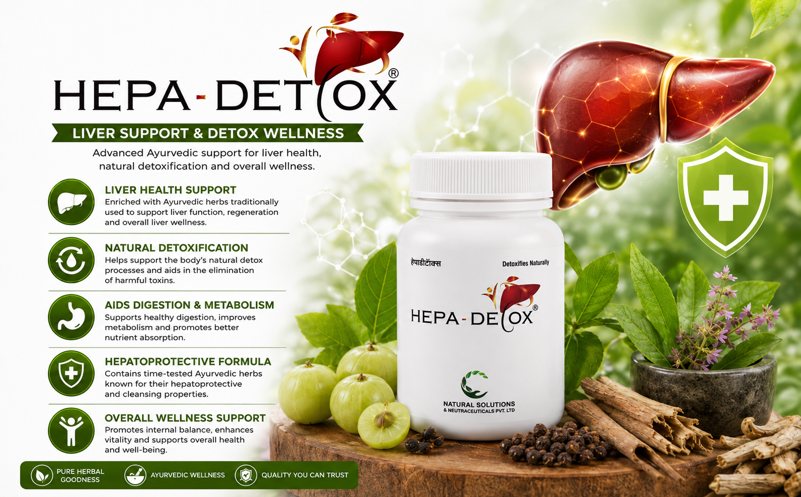 HEPA-DETOX Ayurvedic Herbal Liver Support Tablets | 30 Tablets | Supports Liver Health, Detoxification, Digestive Wellness & Metabolic Balance | Natural Herbal Supplement for Daily Liver Care