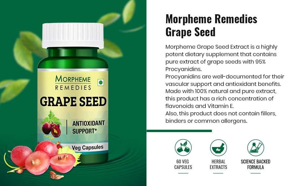 Morpheme Remedies Grape Seed Extract 500 mg - 60 Veg Capsules