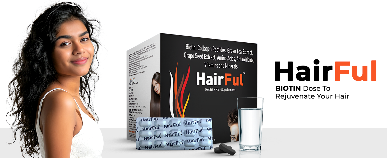 HairFul Biotin Tablets-Collagen Peptides, Green Tea Extract and Grape Seed Extract Tablets - Vitamins and Minerals