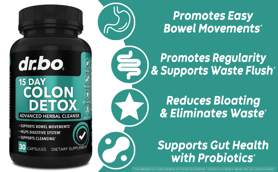 Colon Cleanser Detox for Weight Flush - 15 Day Intestinal Cleanse Pills & Probiotic - Fast Natural Laxative for Constipation Relief - Bowel Movement Supplements for Stomach Bloating, Gut Loss Support