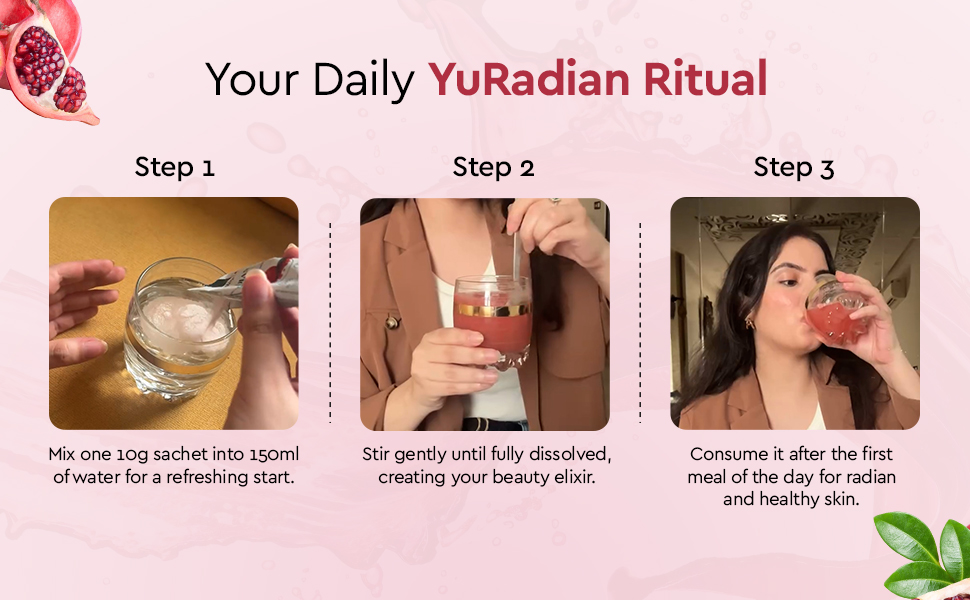 YuRadian 6-In-1 Marine Collagen Powder With Hyaluronic Acid, Vitamin C & E , Lycopene And Peptide | Skin Radiance Collagen Supplement for Women & Men | Youthful Skin Glow, Elasticity & Hydration | No Added Sugar | 15 Servings (150g)