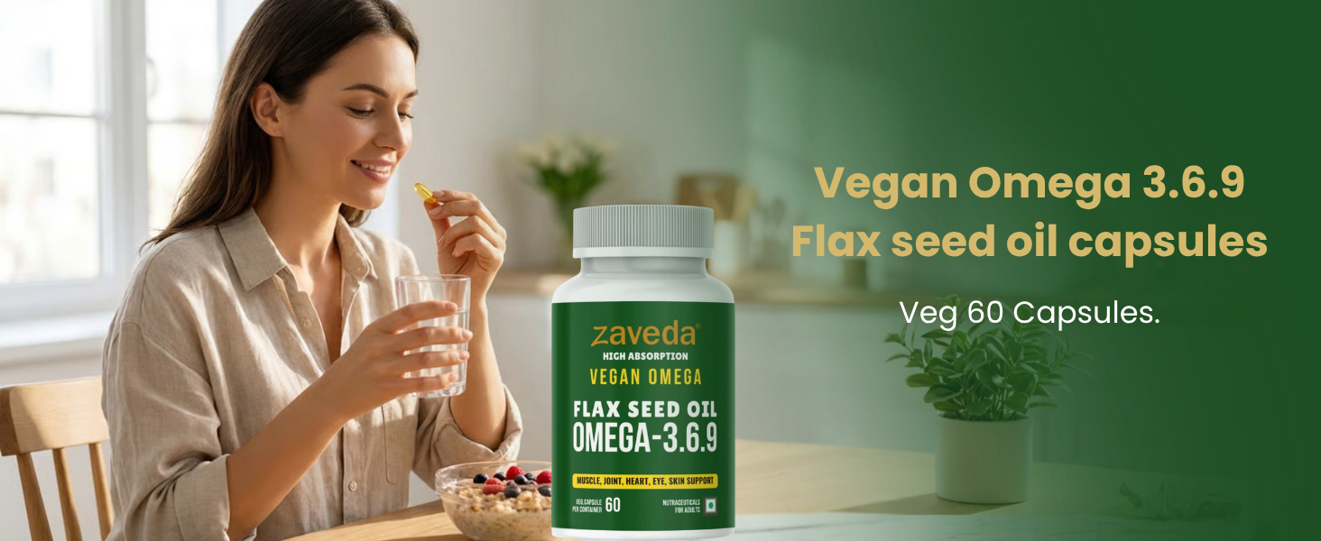 Vegan Omega 3.6.9 Flax Seed Oil Capsules, 1000 mg, 60 Capsules