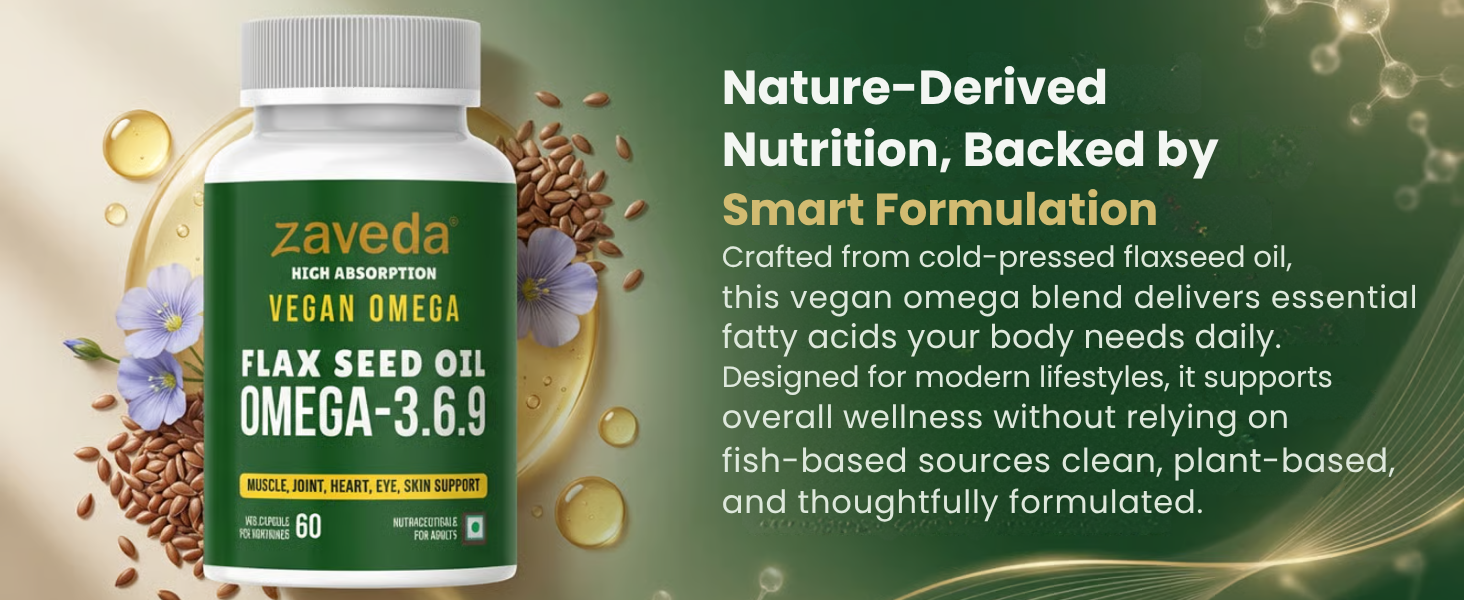 Vegan Omega 3.6.9 Flax Seed Oil Capsules, 1000 mg, 60 Capsules