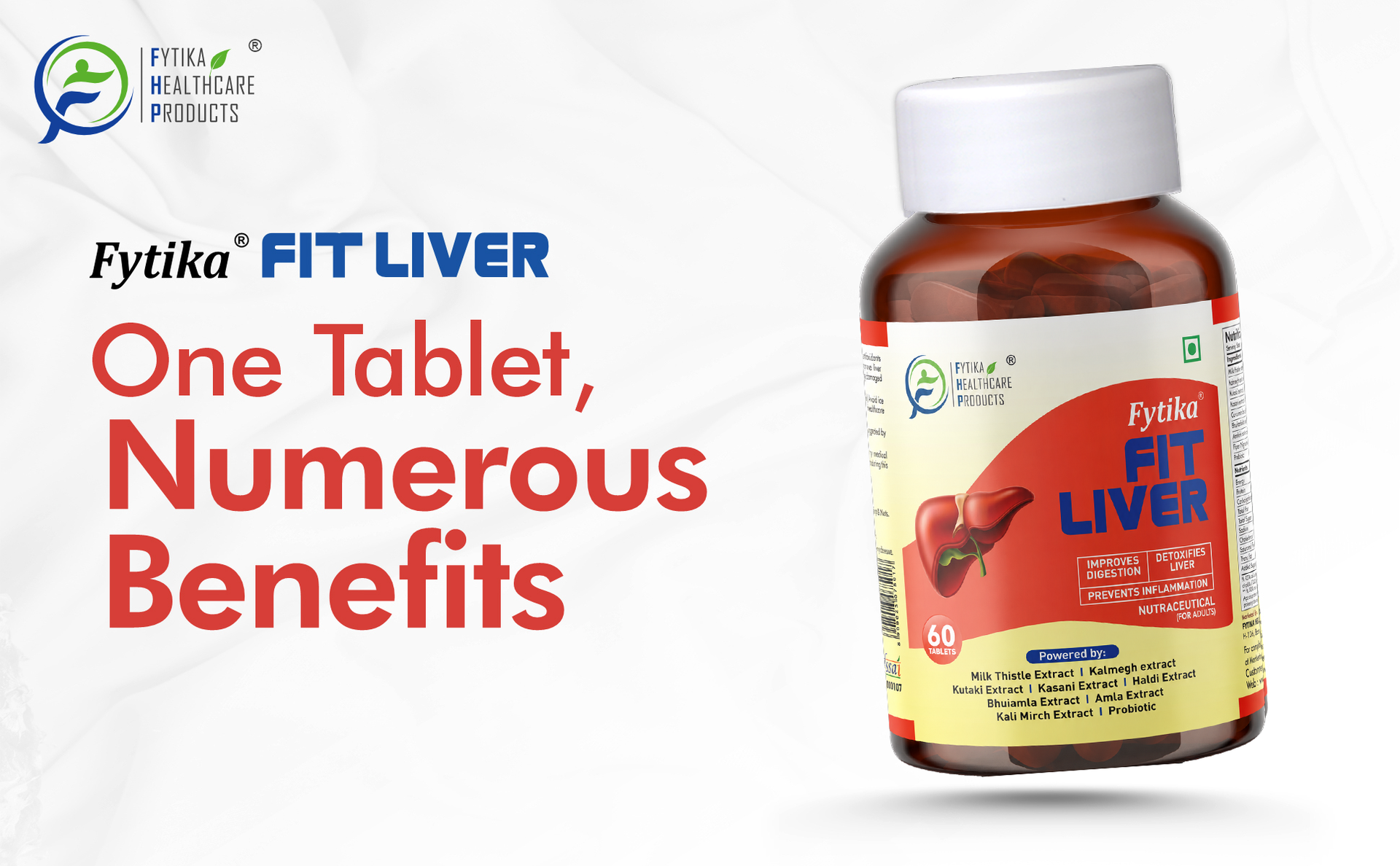 Fytika Fit Liver | Liver Detox Supplement | For Healthy and Strong Liver | Enriched with Milk Thistle, Kutaki, Kalmegh, Bhumi Amla and Probiotics | 180 Tablets